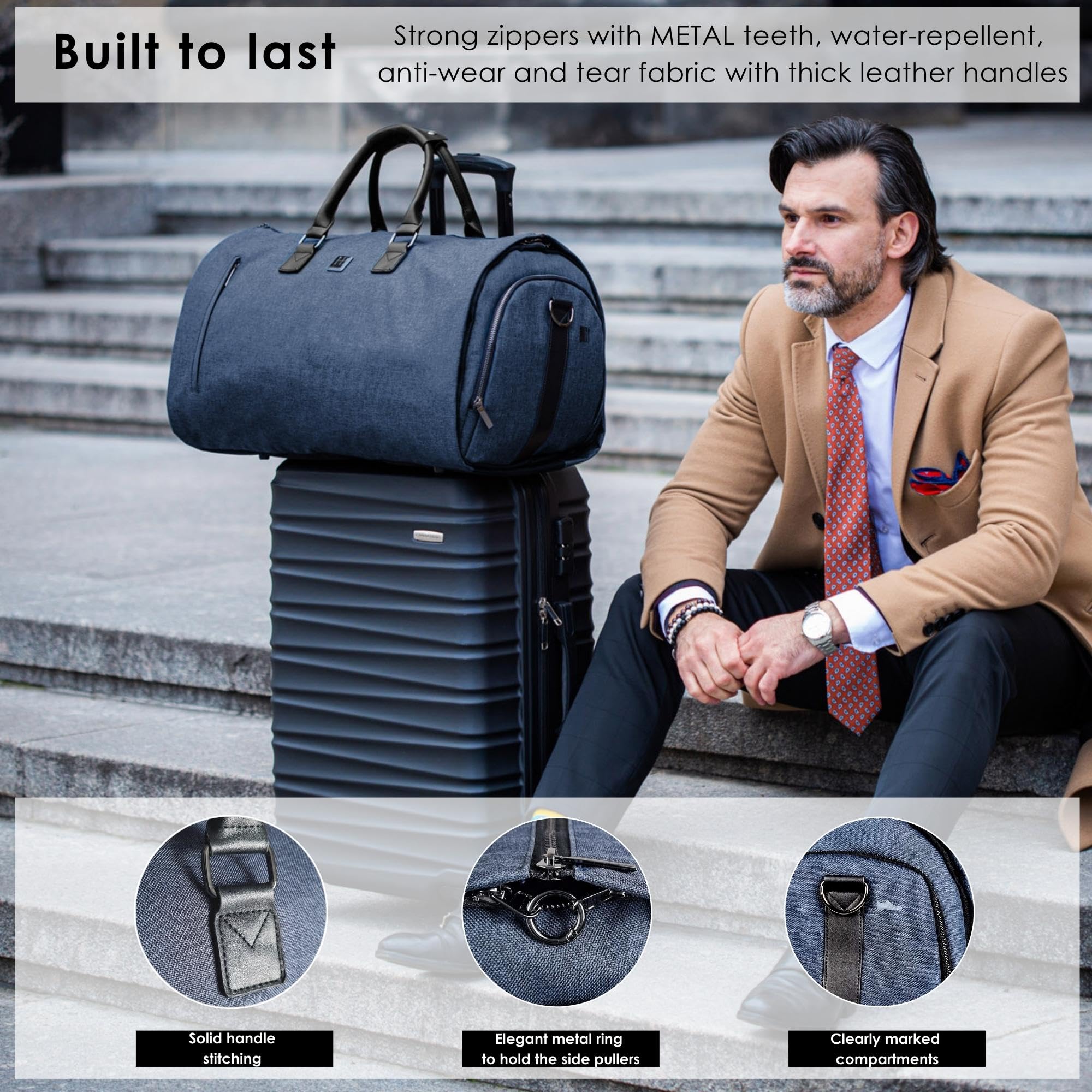 Weekender Herren - Kleidersack Reisetasche - 4in1 - Anzugtasche - für Kleidung, Laptop, Schuhe, Kulturbeutel