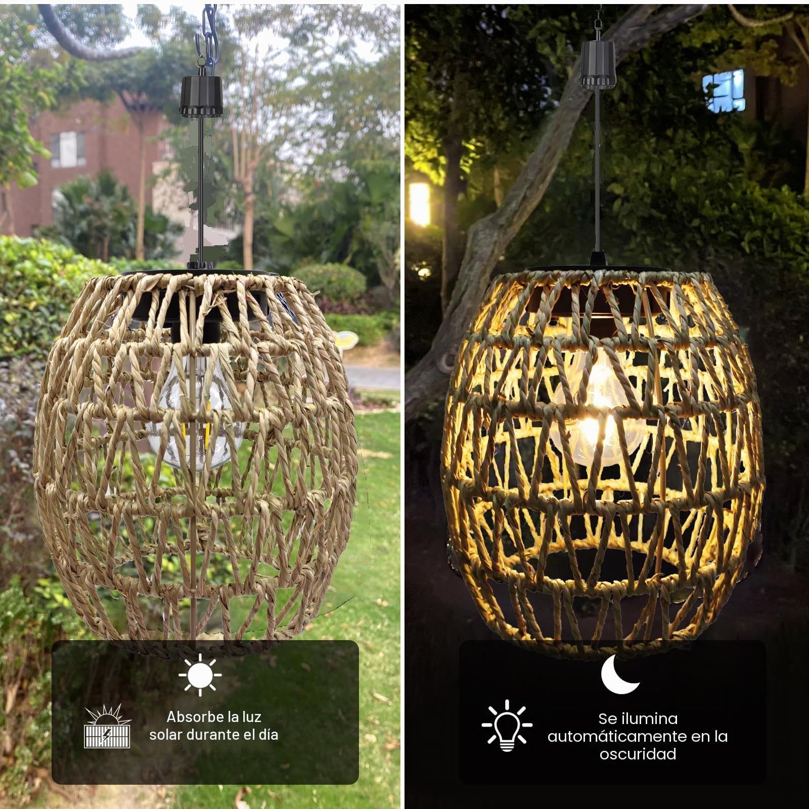 pearlstar Lámpara colgante con batería, lámpara colgante alimentada por batería con temporizador de 6 horas, lámpara colgante para exteriores, lámpara colgante para patio, bar, jardín, terraza, salón