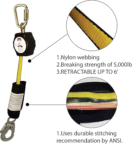 Miniatura 5 de Madaco - Arnés de seguridad industrial para construcción de techo, protección contra caídas, de cuerpo completo, absorción de golpes, kit de cordón