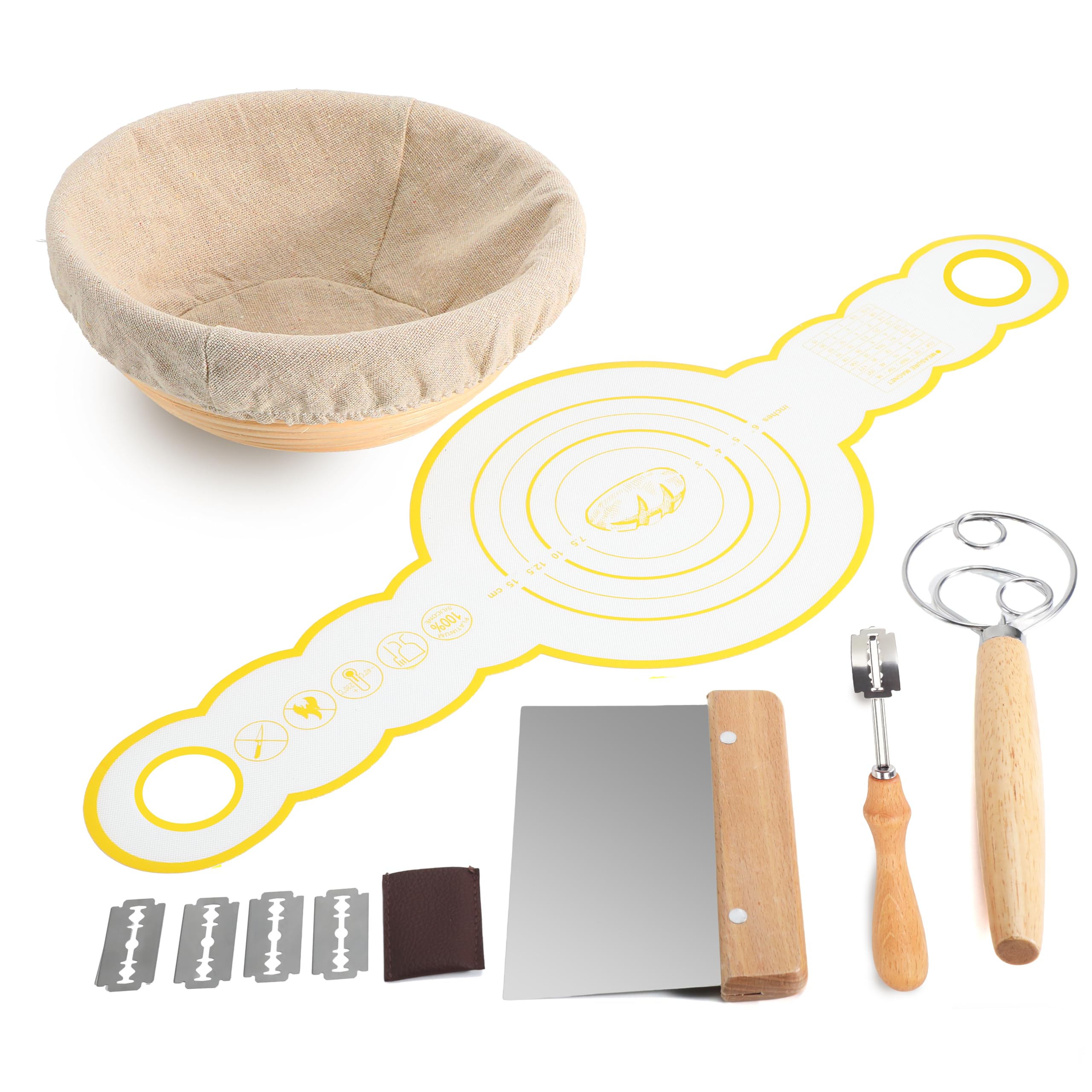 DOYOLLA Bread Proofing Baskets 8.5 inch Round Dough Proofing Bowls w/Liners Perfect for Home Sourdough Bakers Baking