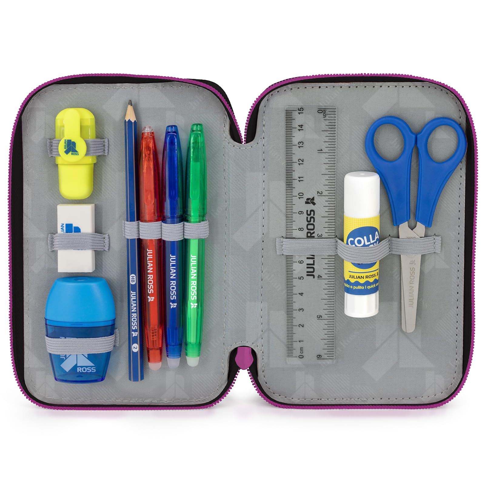Pack Escolar Niña Primaria - Mochila Ergonómica Gran Capacidad 43x33x20 cm y Estuche 3 Cremalleras Completo (46 Piezas) - Diseño "Shiny Mood" con Llavero Pompón (6-10 Años)