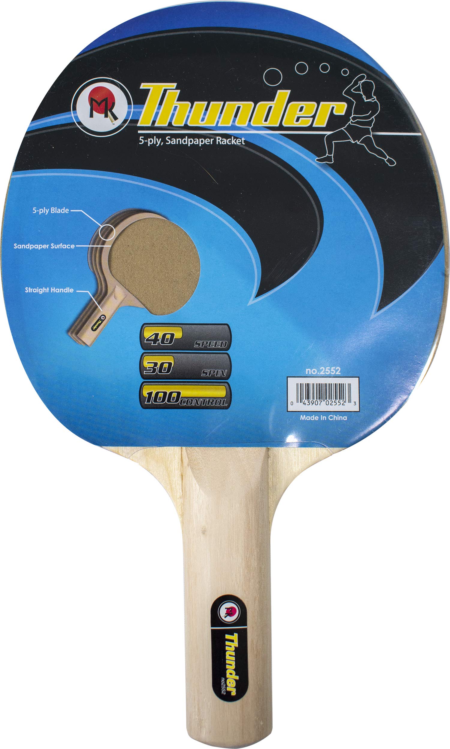 Thunder Ping Pong Paddle - Sandpaper Surface to Show Your True Grit - Economical Option for Hobby Players - Recommended for Beginning Level Players
