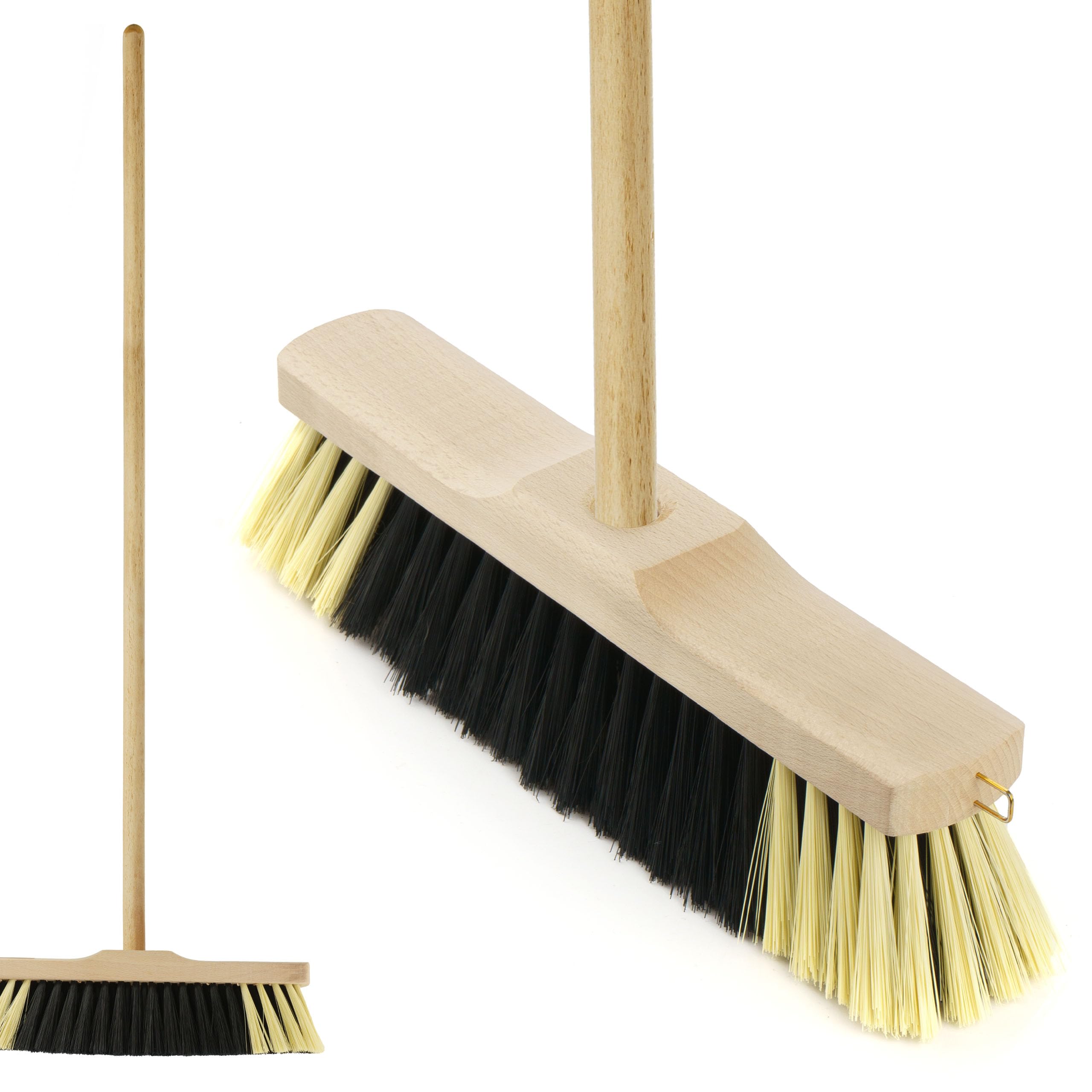 Miotła z Włosia PCV Głowica miotły 40cm Zamiatacz Szczotka do Każdej Powierzchni Oprawa Drewniana Miotła Bez Kija Otwór 1,5cm Odporny na Zniekształcenia i Warunki Atmosferyczne Materiał