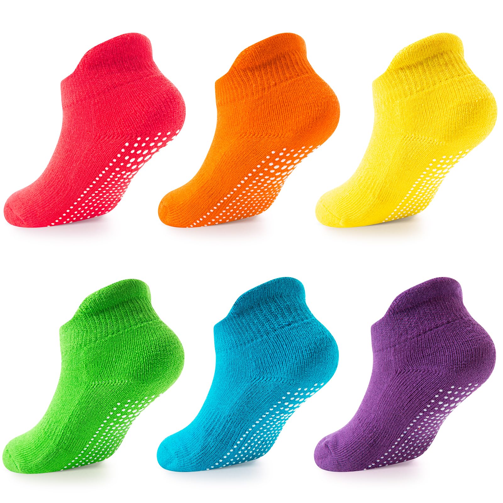 LA ACTIVE Non Slip Grip Ankle Boys and Girls Socks with Non Skid for Babies Toddlers and Kids Back to School