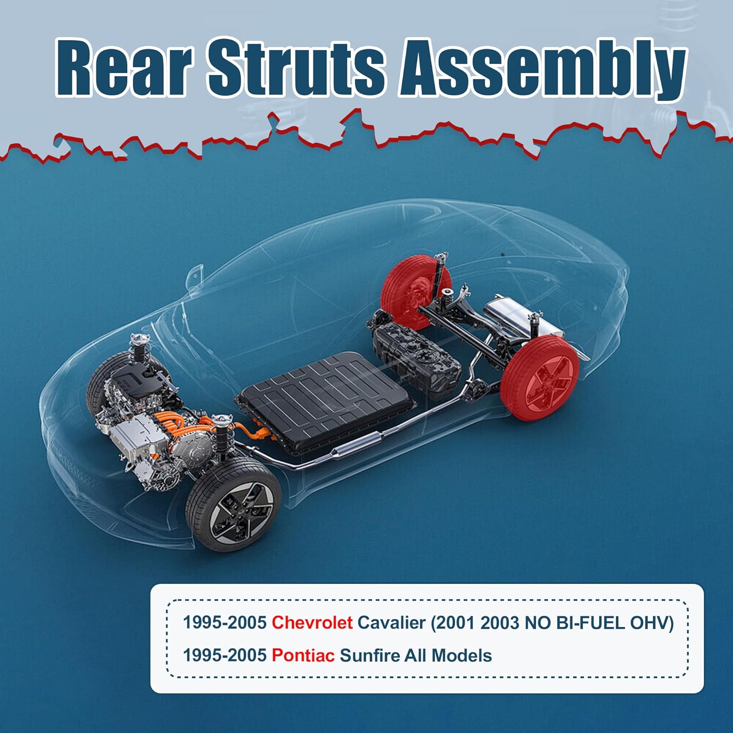 Vextone Fit for 1995-2005 Chevrolet Cavalier (2001 2003 NO BI-FUEL OHV) - Complete Rear Struts Shock Absorbers Assembly Replace 171281 Ready Shocks (Set of 2)
