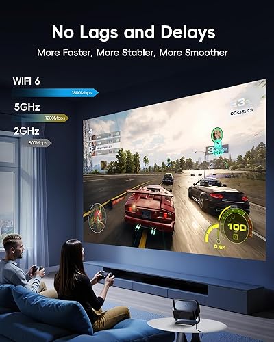Miniatura 4 de Soporte Full HD 1080P y 4K Proyector inteligente con WiFi y Bluetooth, proyector portátil oficial de Netflix, Keystone automático y Zoom, Dolby