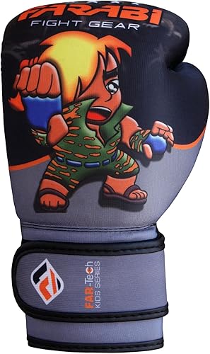 Vista 36 de Farabi - Guantes de boxeo para niños, para Muay Thai, Kick Boxing, entrenamiento, MMA, saco de boxeo Rojo