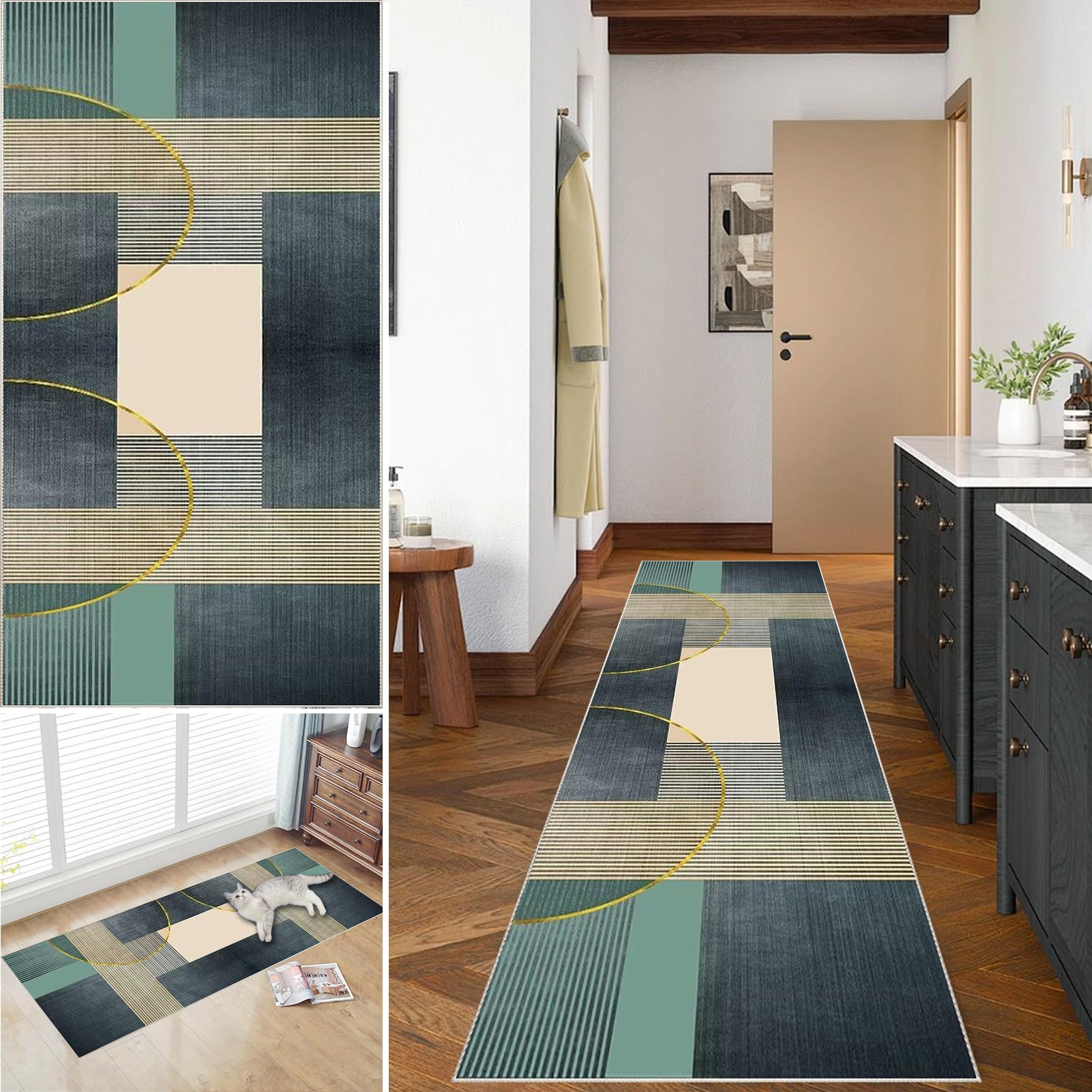 Tappeto per Corridoio Lungo Tappeto Cucina Antiscivolo Lavabile Tappeti runner Ingresso Tappetino per Pavimenti in Moquette Tappeto Passatoia Corridoio per Salotto Camera da Letto 80 x 300 cm