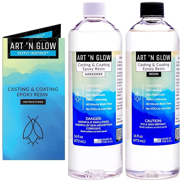Buy Art ‘N Glow 32 OZ Clear Casting and Coating Epoxy Resin Kit 2 Part