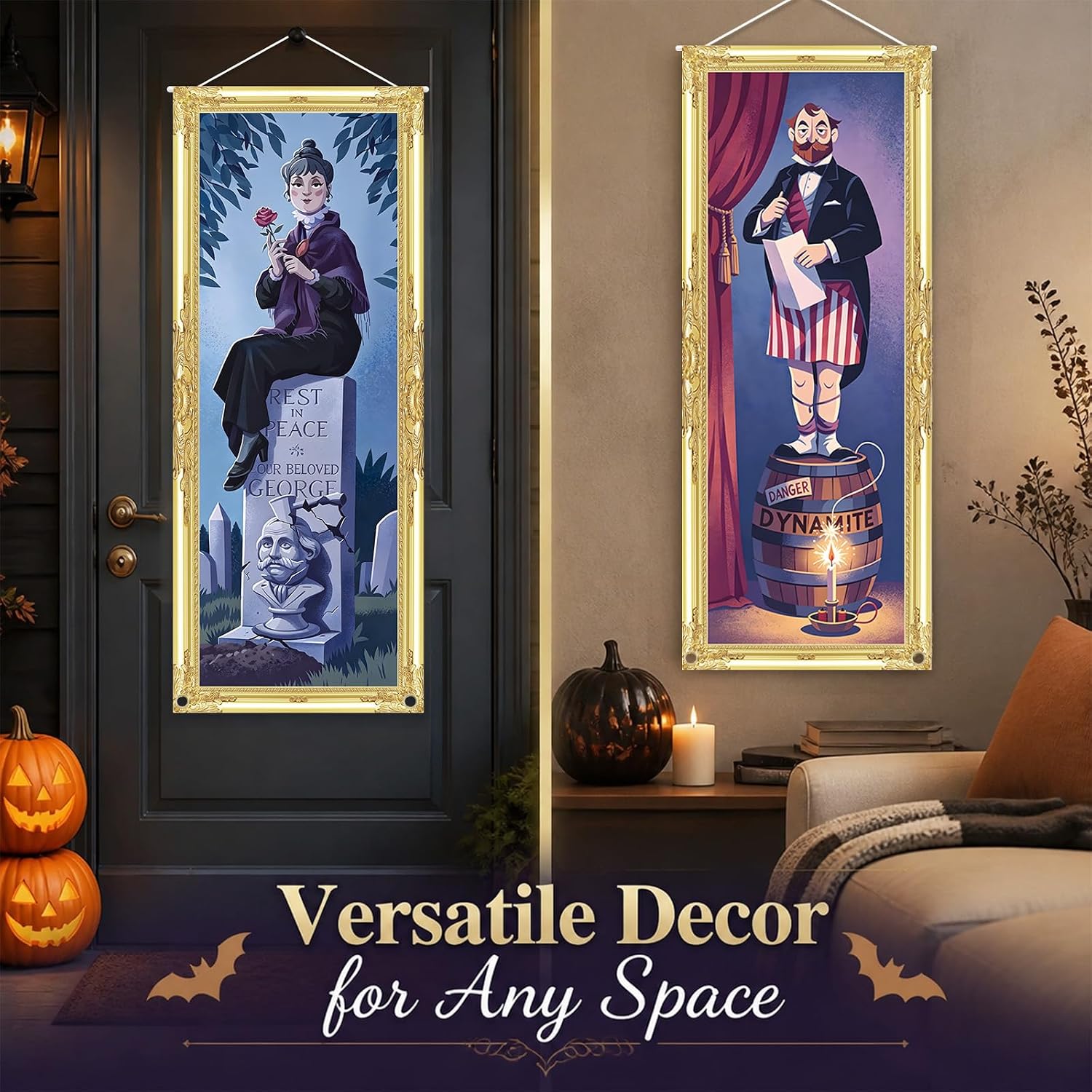 Halloween Decorations,4PCS Haunted House Spooky Gothic Mansion Decor