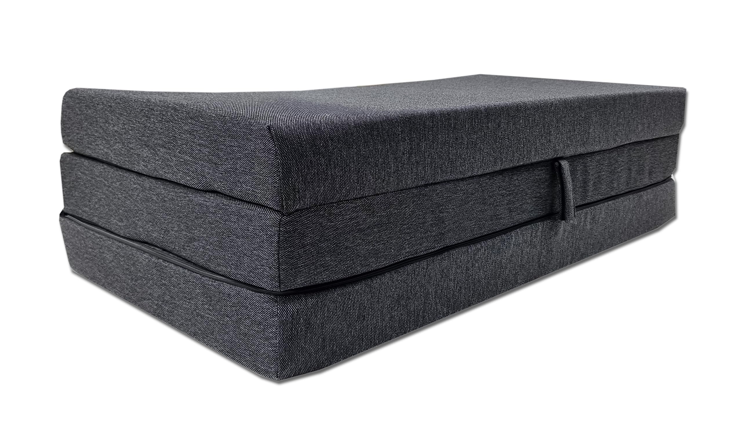 Odolplusz Matelas pliable en mousse avec housse 120 x 200 x 10 cm | Matelas pour camping, matelas de voyage, matelas d'invités, pliable, matelas de sol
