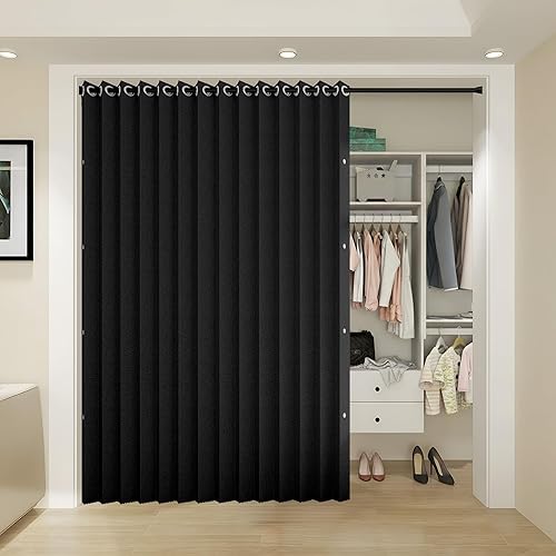 Miniatura 2 de Cortinas verticales de privacidad plisadas con memoria para cubierta abierta de 78 pulgadas de ancho, 1 panel, 100 pulgadas de ancho x 84 pulgadas