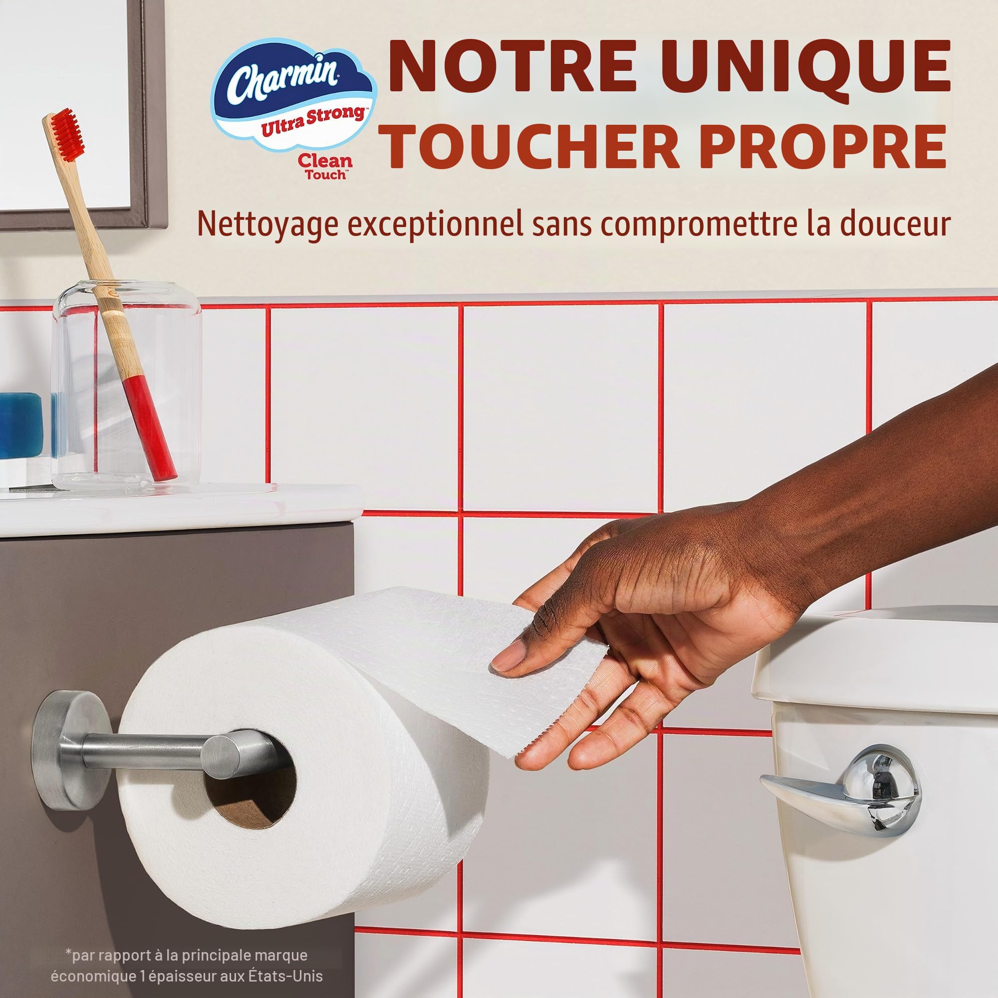Charmin Lot de 30 rouleaux de papier toilette ultra résistant au toucher propre = 150 rouleaux ordinaires (l'emballage peut varier)
