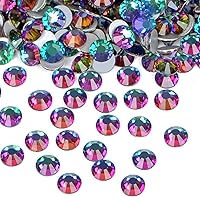 Vista 40 de 2880 diamantes de imitación para arte de uñas, sin termofijación, fijación con pegamento, cristales redondos de vidrio con base plana para hacer