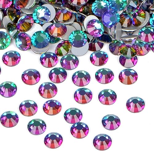 Miniatura 40 de 2880 diamantes de imitación para arte de uñas, sin termofijación, fijación con pegamento, cristales redondos de vidrio con base plana para hacer