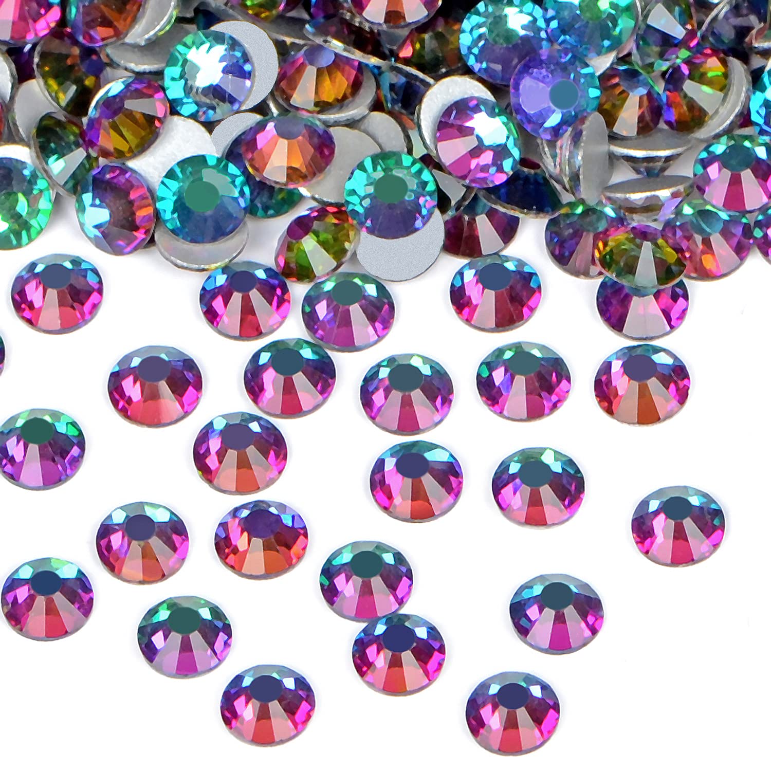2880PCS Art Nail Rhinestones Non Hotfix Glue Fix Round Crystals Glass Flatback for DIY Jewelry Making with one Picking Pen (ss4 2880pcs, Green Volcanic)
