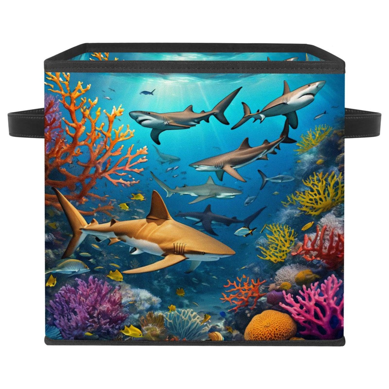 Boîte de rangement pliable pour éliminer le désordre : grand cube requin pratique