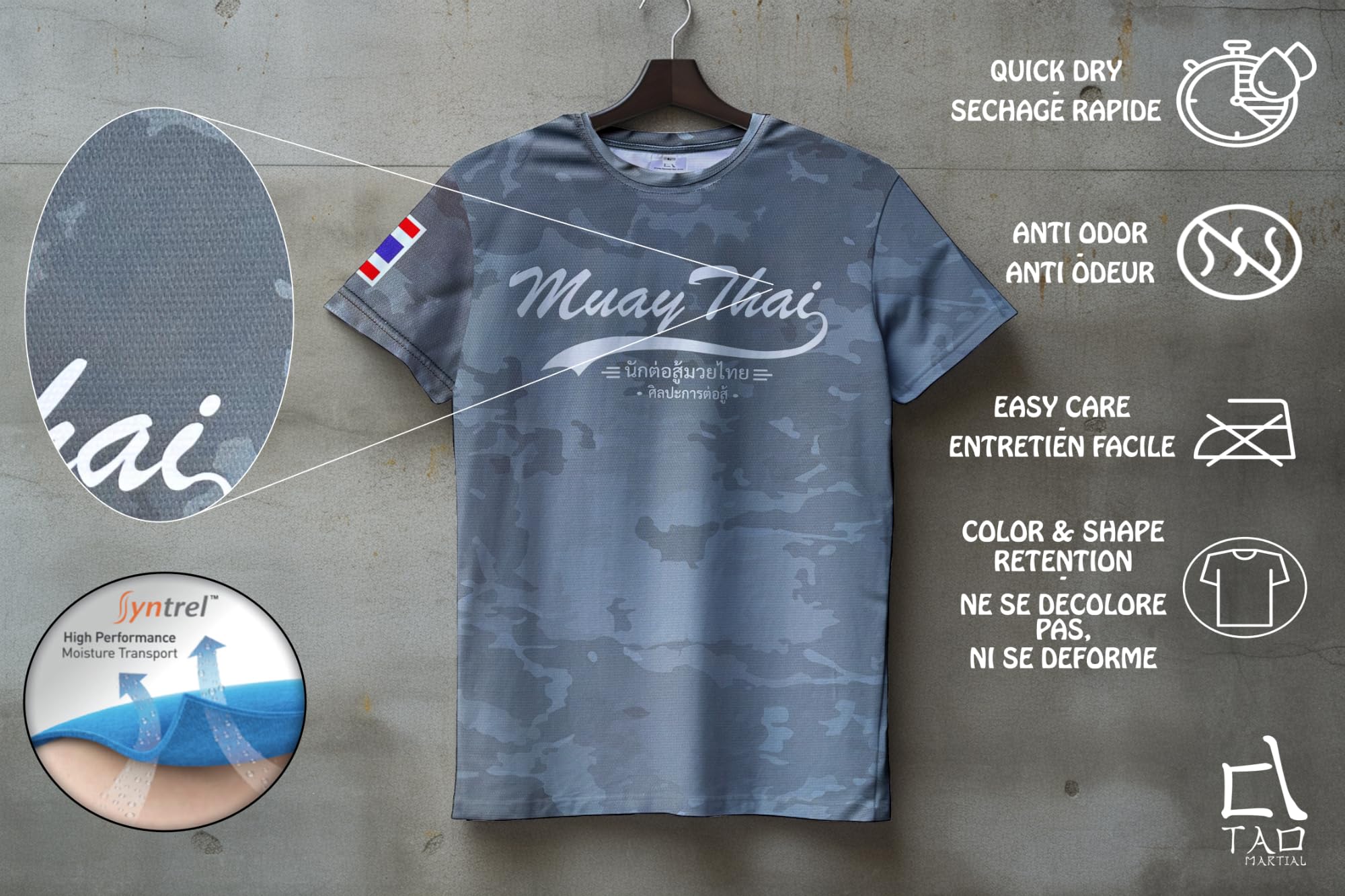 Camiseta Muay Thai Dry Fit Top Manga Corta Diseño Camuflaje