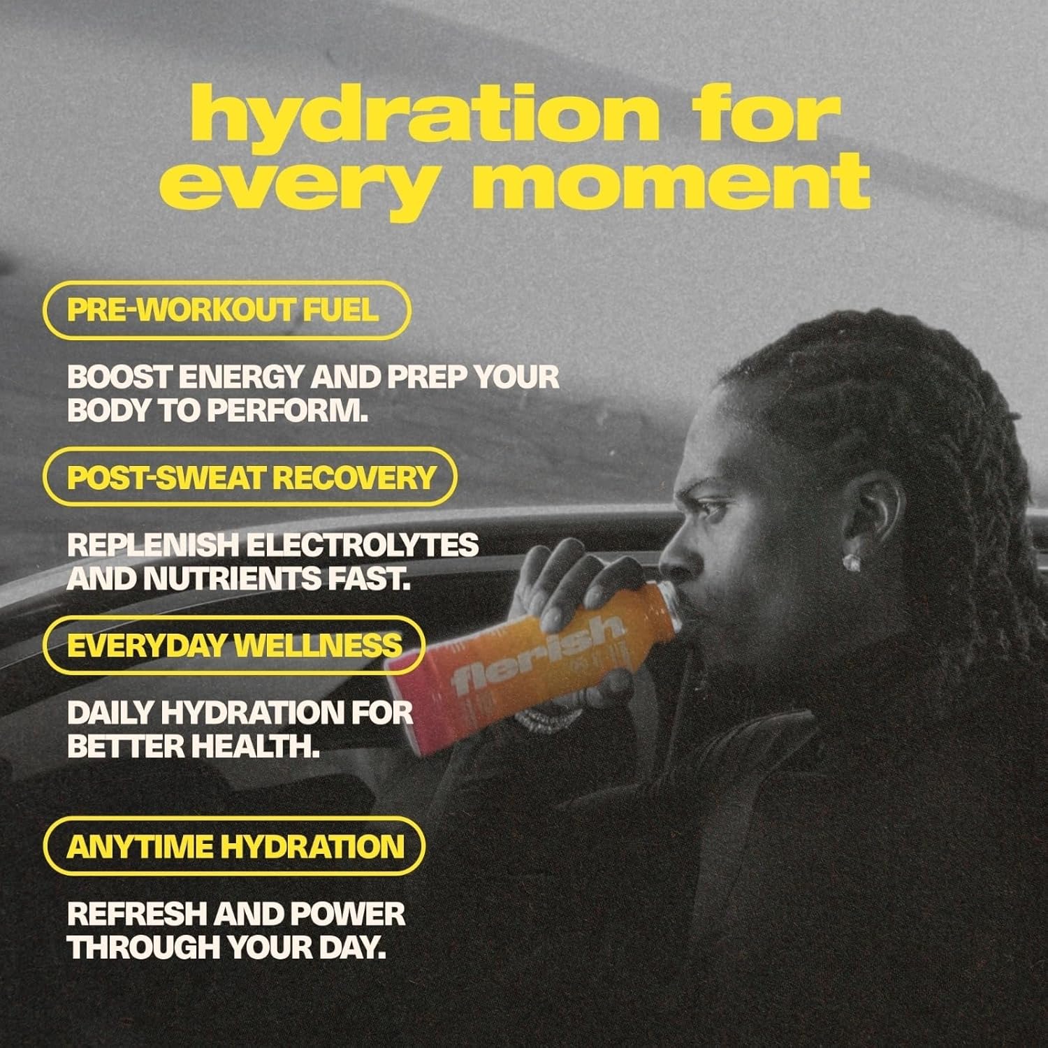 FLERISH Enhanced Hydration Drink, Passionfruit Flavor - Watermelon Based Electrolytes with L-Theanine & Magnesium - 16 fl oz (Pack of 12) - Image 2