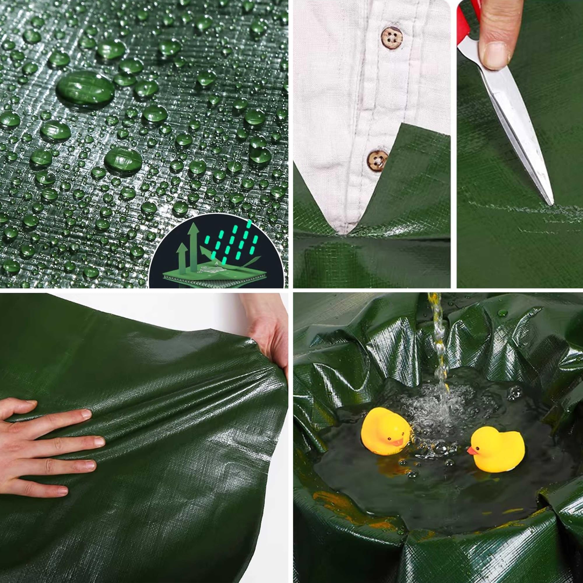 Bâche de Protection en Polyéthylène 200g/m² PE 5x7m l'extérieur Imperméable Ultra Lourde Toile de Résistante Revêtue des Deux côtés indéchirable, résistante aux UV, à la moisissure,Vert argenté