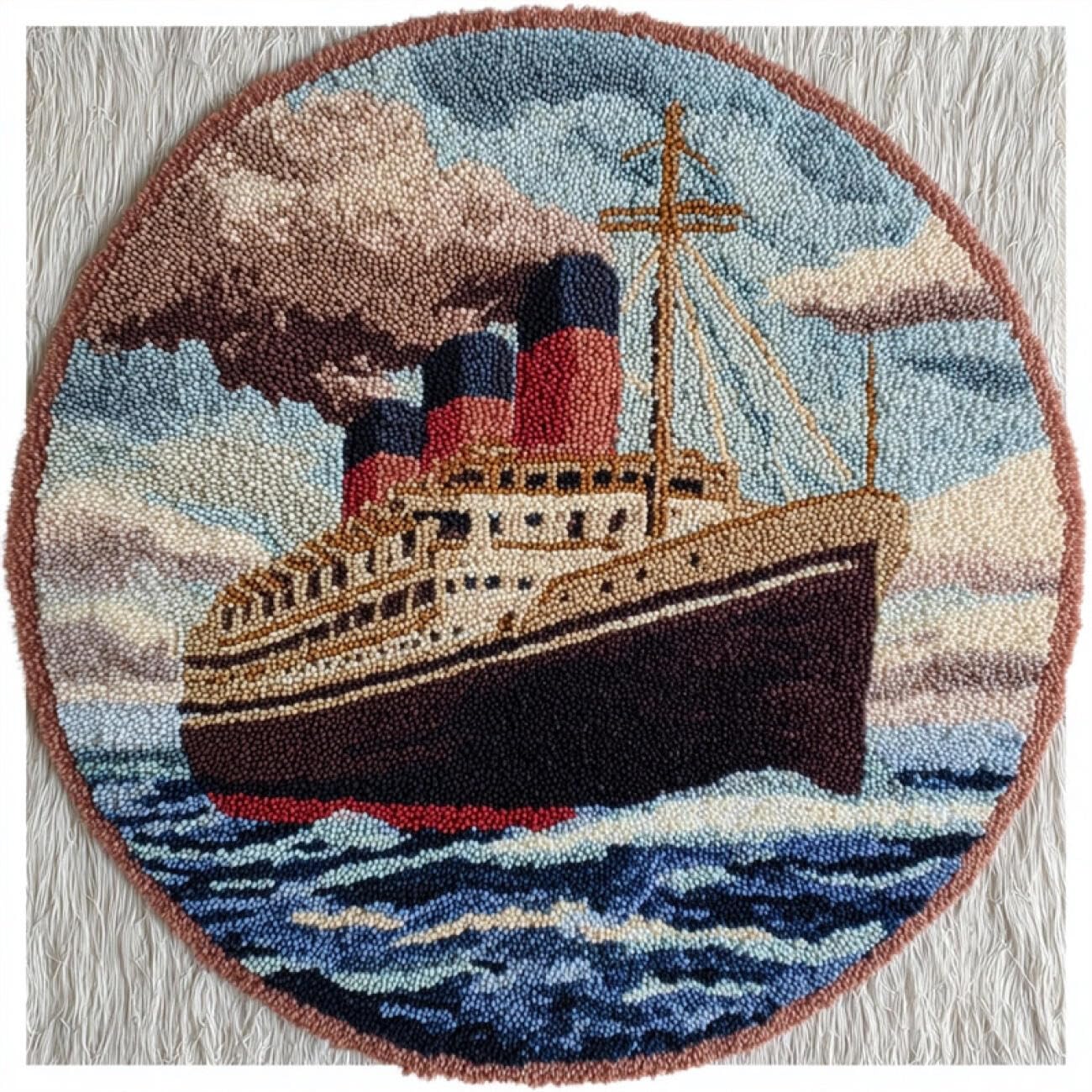 Kitquiver Latch Hook Kit Rug Seagoing Ships 80x80cm