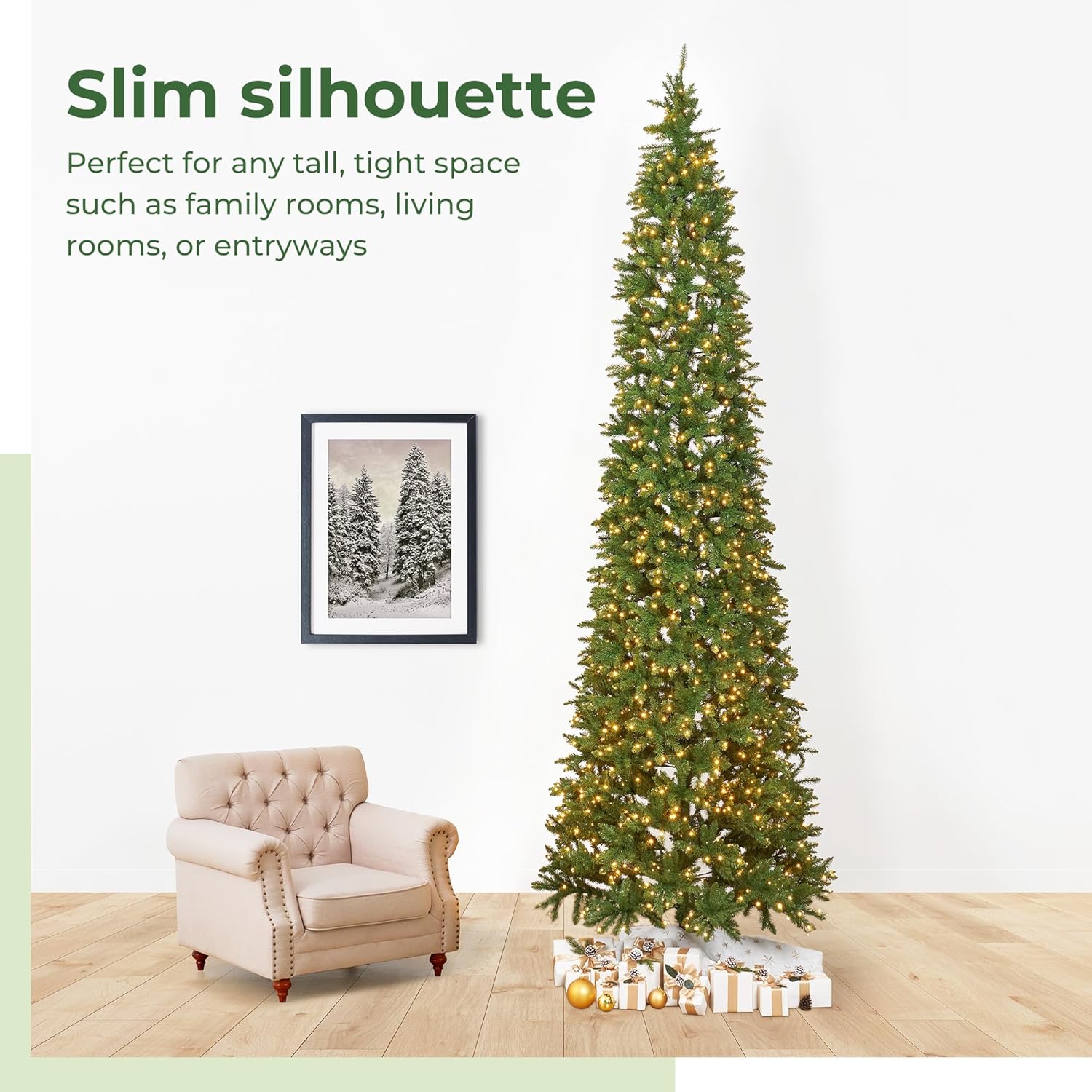 Hairui Árbol De Pared Iluminado Color Marrón De 6 Pies Con 180 Luces LED Blancas Cálidas Para Decoración De Pascua, Chimenea, Navidad, Uso En Interiores Y Exteriores