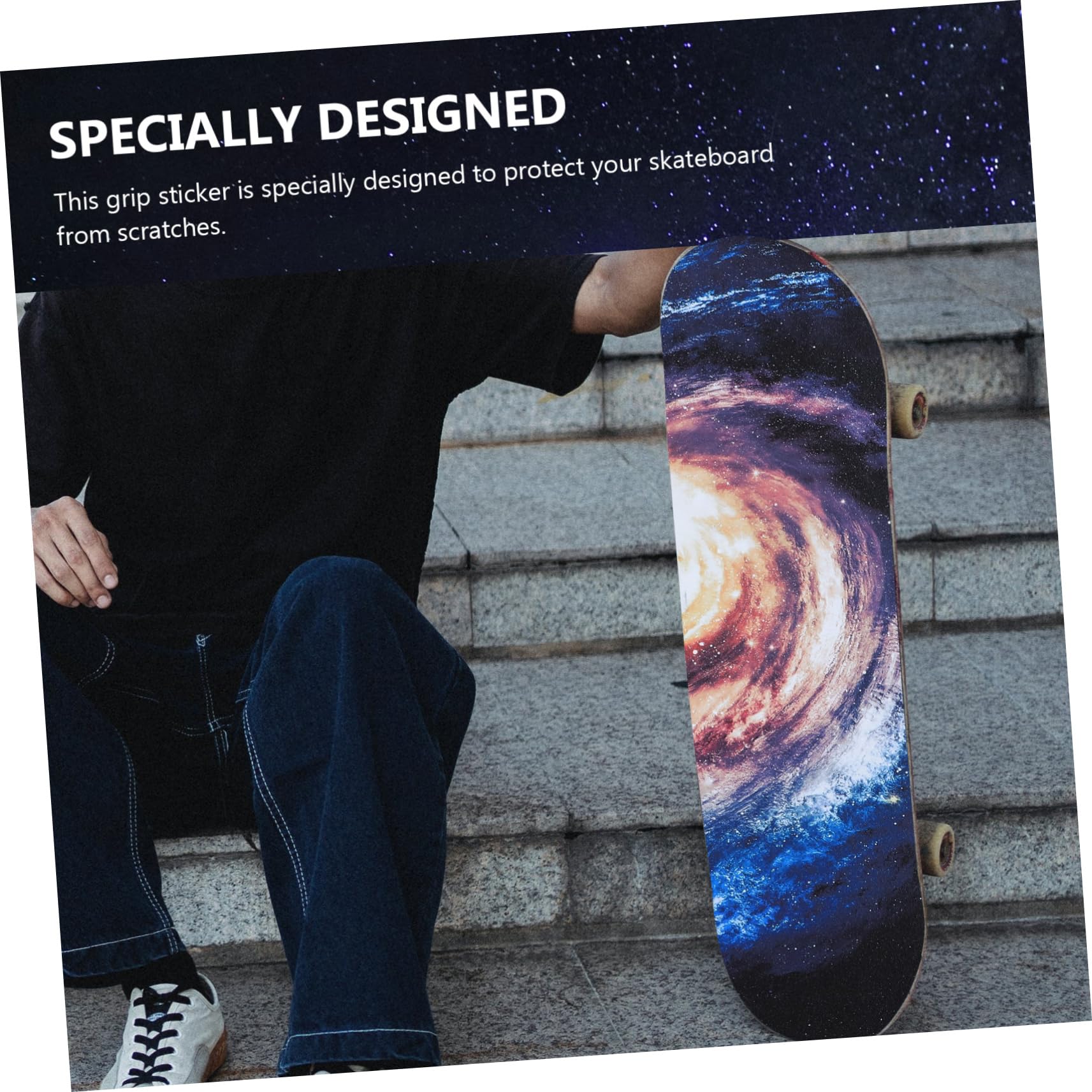 Kisangel 2 Pièces Four Wheel Skateboard Sandpaper Grip Tape Sheet Durable Slip Easy To Apply And Remove For And Skateboards