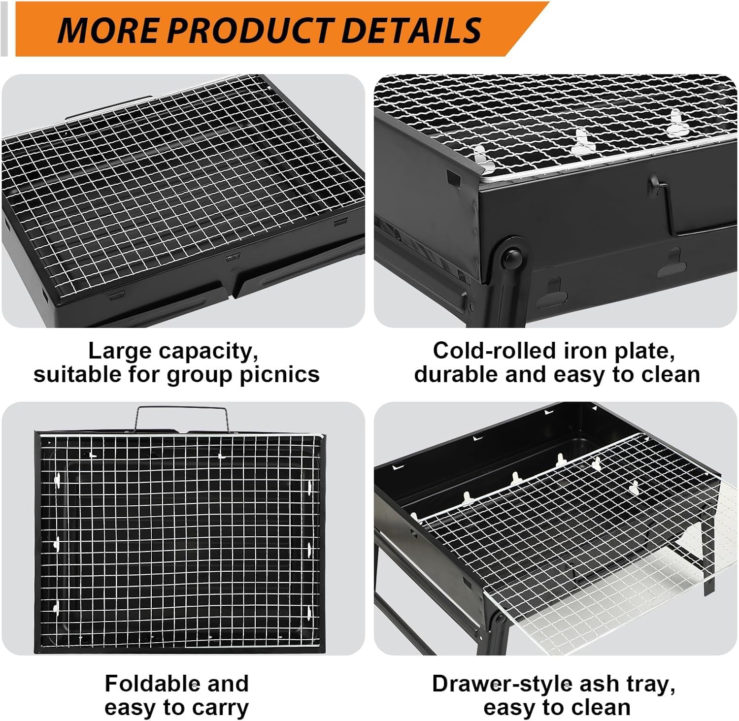 Barbecue au charbon de bois portable et pliable pour bureau, plateau de table, barbecue d'extérieur – Barbecue de pique-nique, barbecue de camping, barbecue de voyage, mini barbecue pliable (35 x 26 x