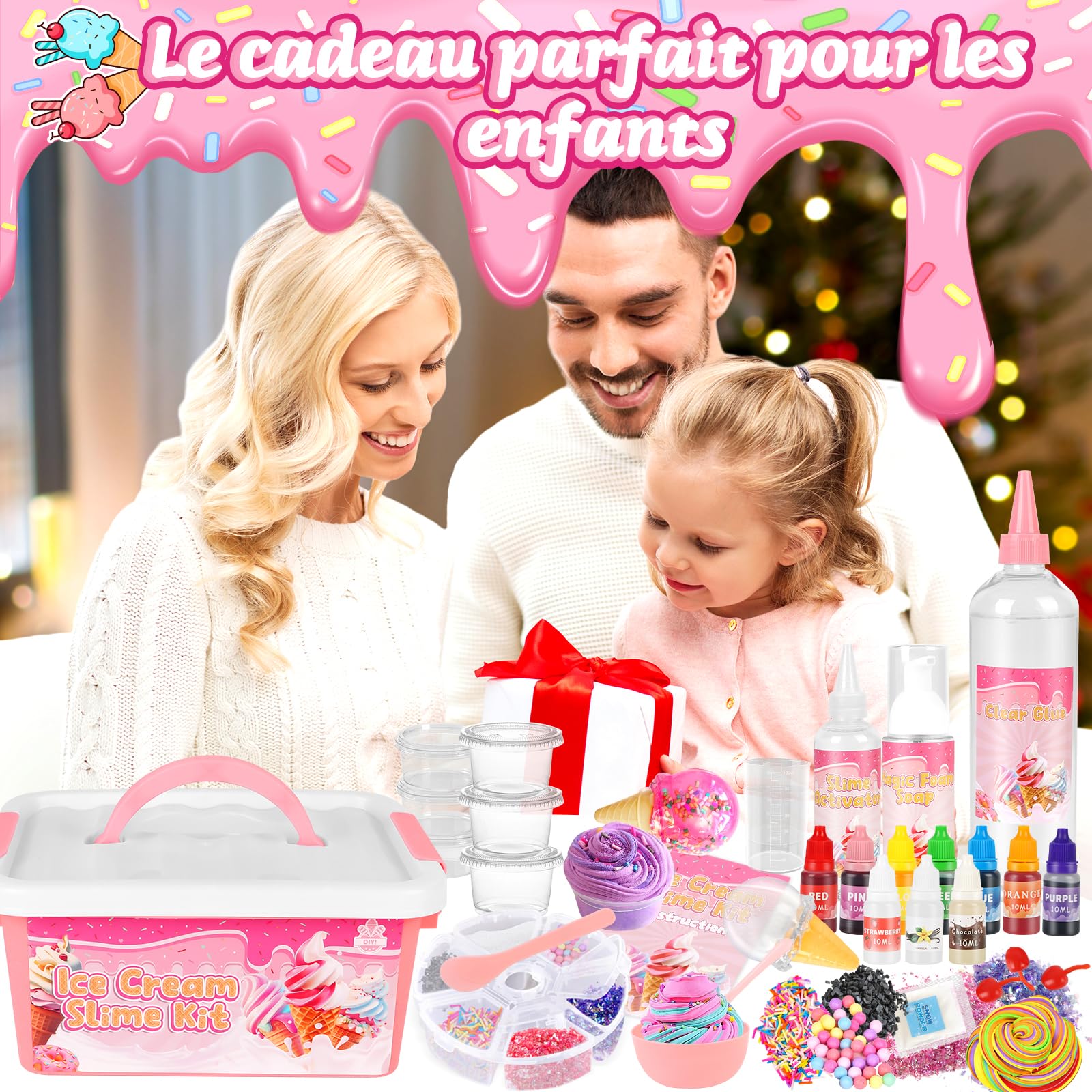 Herefun Slim Enfant, Kit de Fabrication de Slime Fluffy pour Enfants, DIY Slime Kit, Loisirs Créatifs et Activités Manuelles