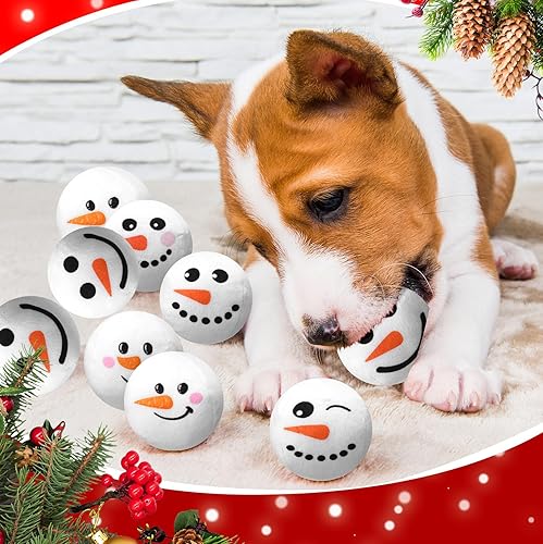 Miniatura 4 de 24 juguetes de Navidad para perros de 3.15 pulgadas de peluche de Navidad, pelotas de tenis de Navidad para perros pequeños, medianos y grandes,