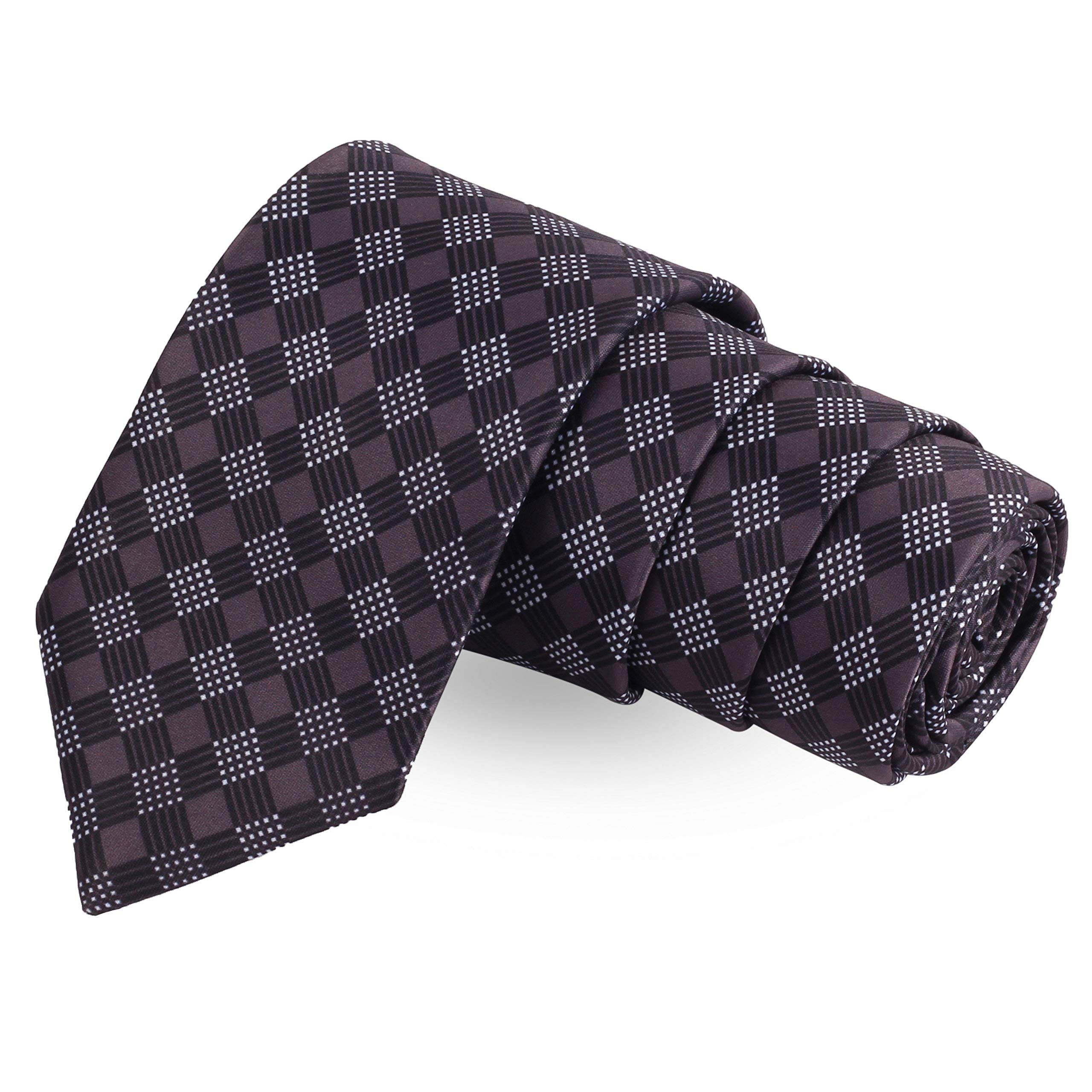 Polka Check Black Colored Microfiber Necktie For Men