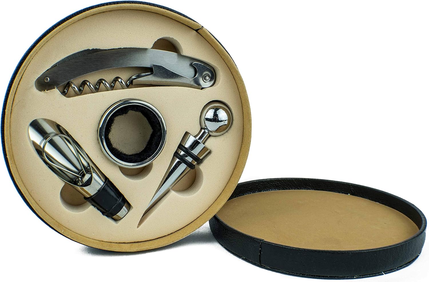 4Piece Wine Bottle Opener Accessory Gift Set in Black