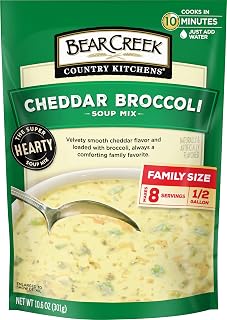Bear Creek Cheddar Broccoli Soup Mix - Creamy Homemade Cheese Broccoli Soup, 10.6 oz Dry Mix, Makes 8 Servings in 10 Minutes