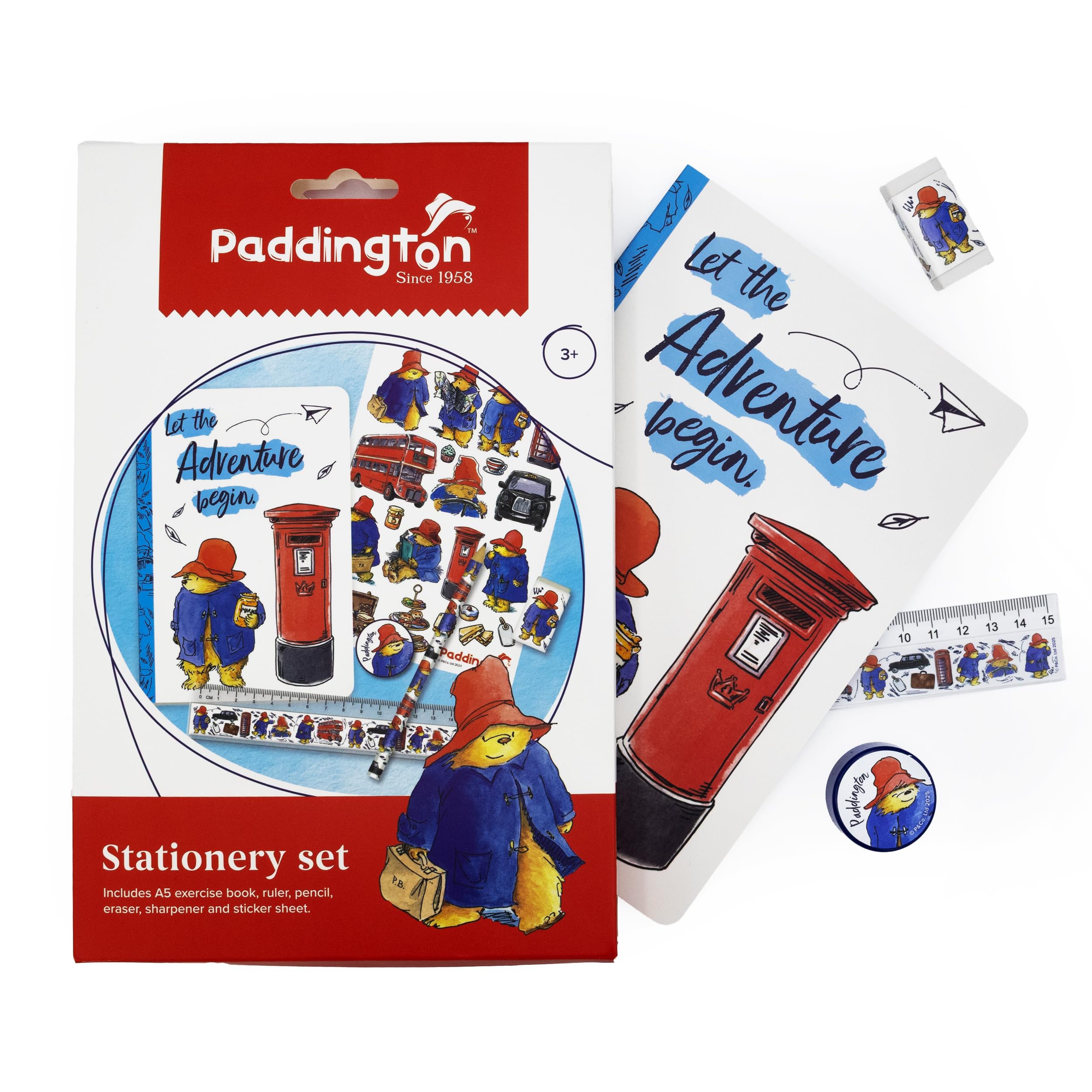 Robert Frederick Paddington Children’s Stationery Set – A5 Exercise Book, Pencil, Ruler, Eraser, Sharpener & Stickers – Back to School Supplies for Kids Ages 3+