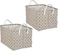 Vista 38 de DII Colección de almacenamiento de lavandería, contenedor plegable recubierto de polietileno con asas, celosía aguamarina, juego grande, 10.5 x 17.5