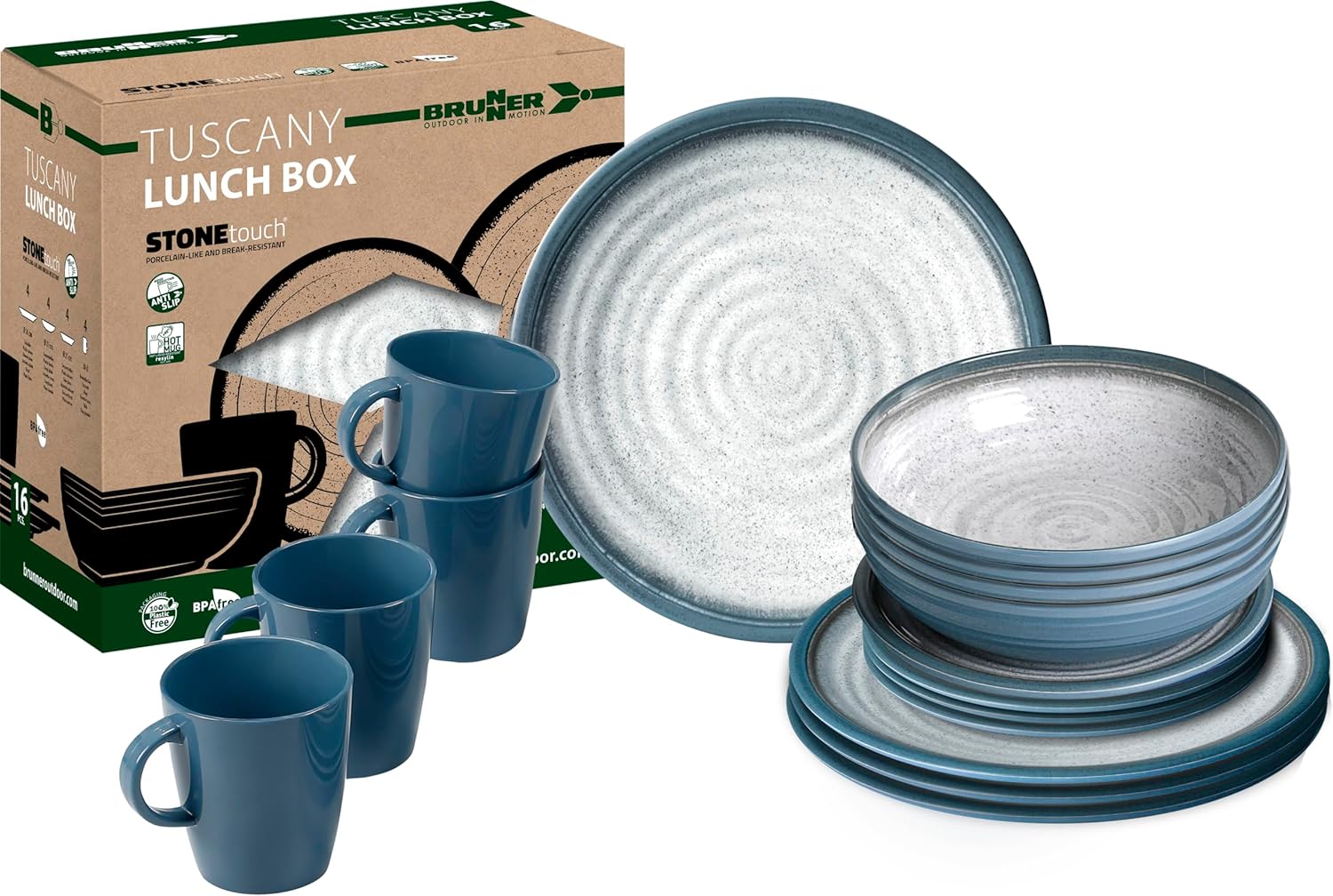 BRUNNER Set Plates Deep Sea 16 Pieces