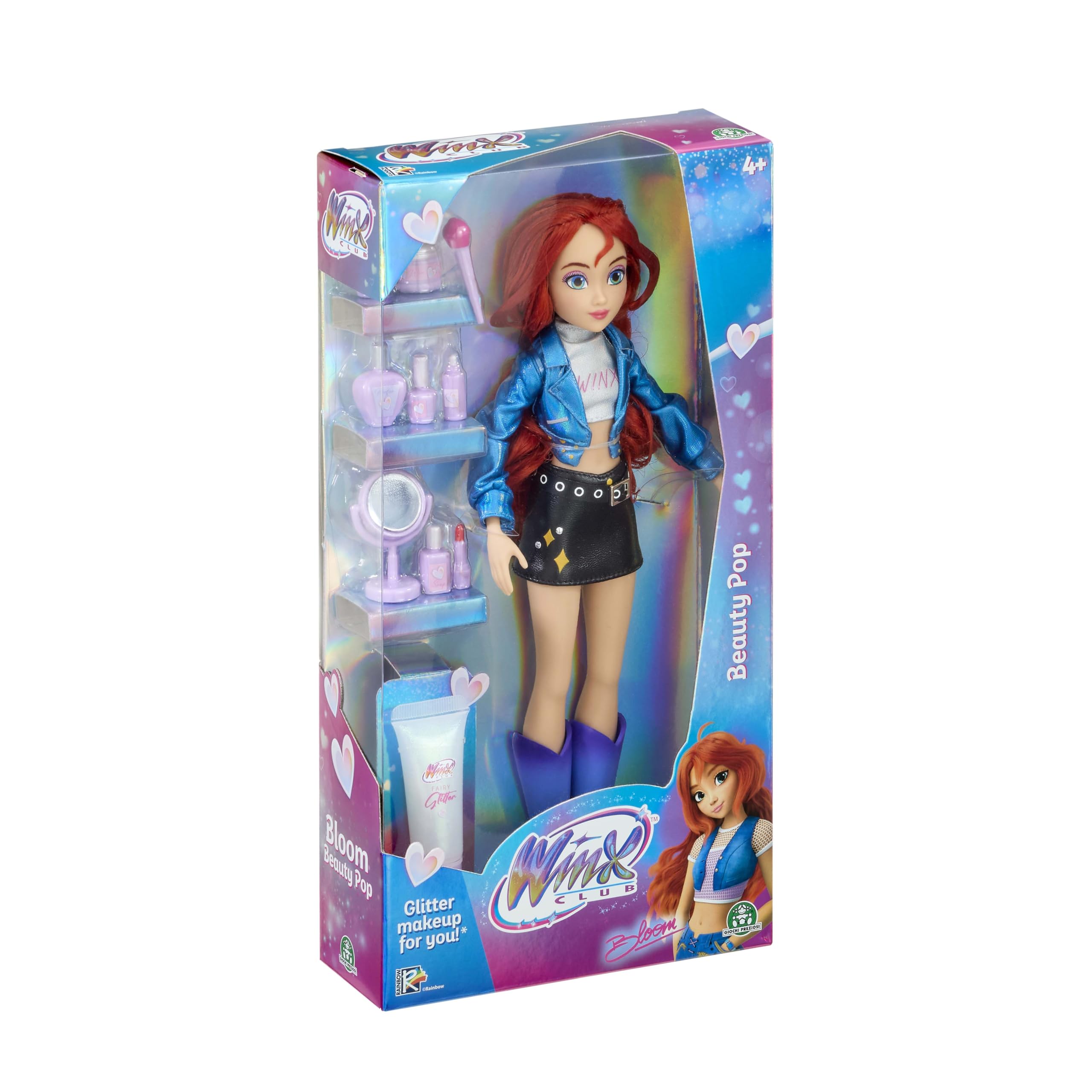 Winx Club Beauty Pop Doll Bloom with Fashion Concert Outfit & Glitter Gel - Poupée de fée entièrement articulée avec Accessoires de beauté - Jouet Officiel pour Filles - Âge 4+