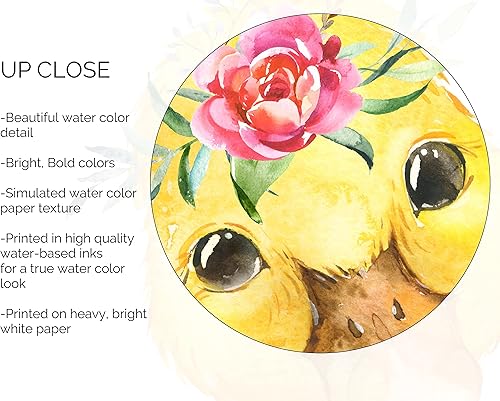 Miniatura 2 de Farm Animal Wall Print Art (Set of 6 Unframed) Kids Room Watercolor Painting Wall Prints, 8 x 10 Inch poster paper, Flower Crown Barn Animals Kit,