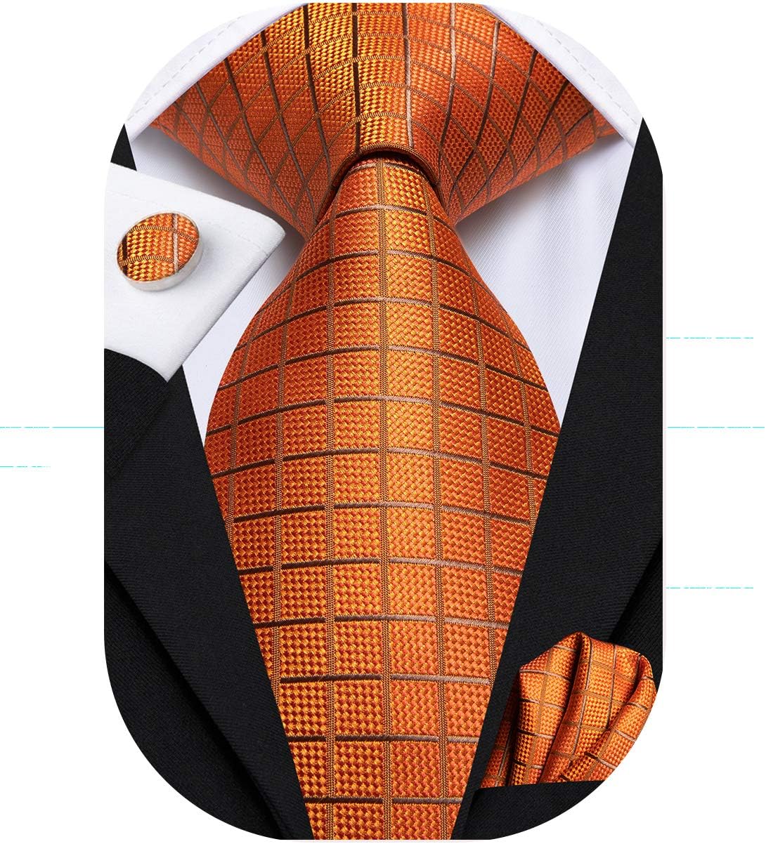 Hi-Tie Men's Tie Sets Silk Paisley Striped Necktie Pocket Square Cuff-links Sets Wedding Business Holiday