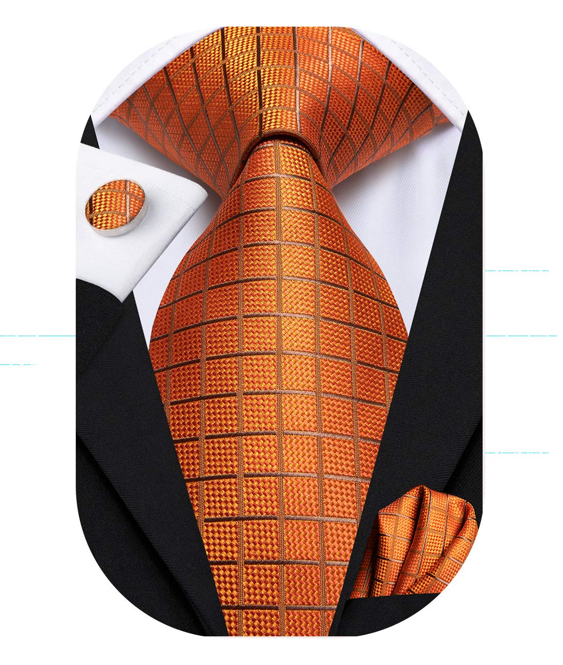 Hi-Tie Men's Tie Sets Silk Paisley Striped Necktie Pocket Square Cuff-links Sets Wedding Business Holiday