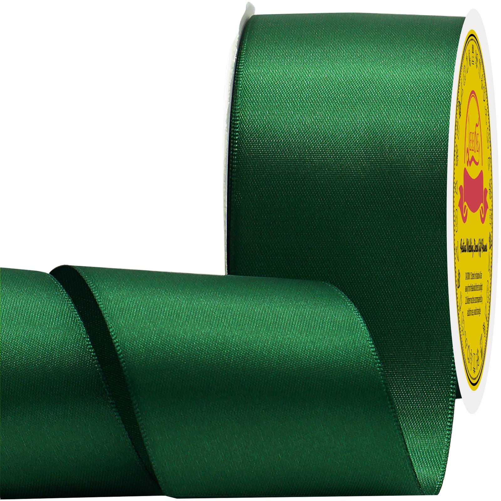 Double Face Forest Green Satin Ribbon 2 inch X 25 Yards Polyester Forest Green Ribbon for Gift Wrapping Very Suitable for Weddings Party Hair Bow Invitation Decorations and More