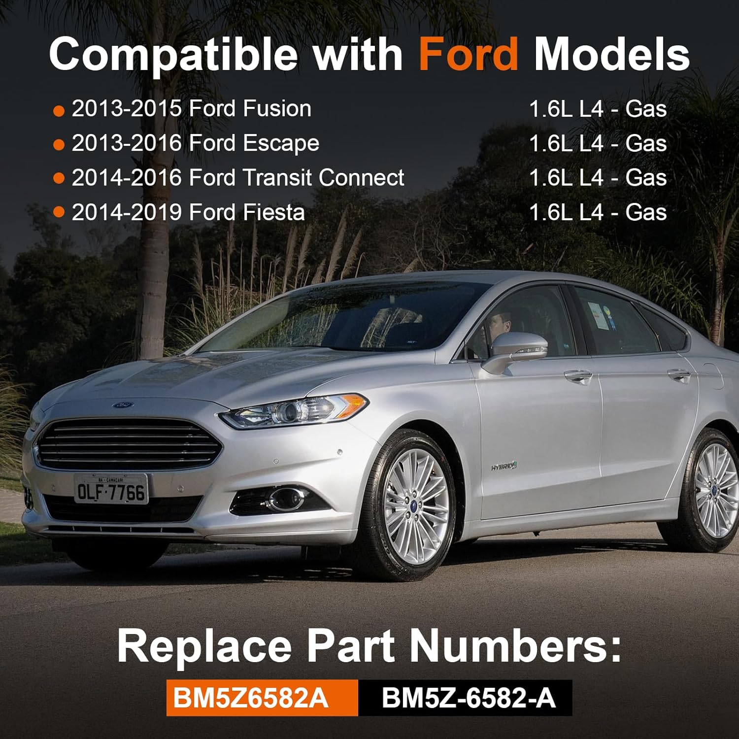 Engine Valve Cover with Gasket Compatible with Ford Escape 2013-2016, Ford Fusion 2013-2015, Ford Fiesta 2014-2019, Ford Transit Connect 2014-2016 1.6L EcoBoost Replaces BM5Z6582A BM5Z-6582-A