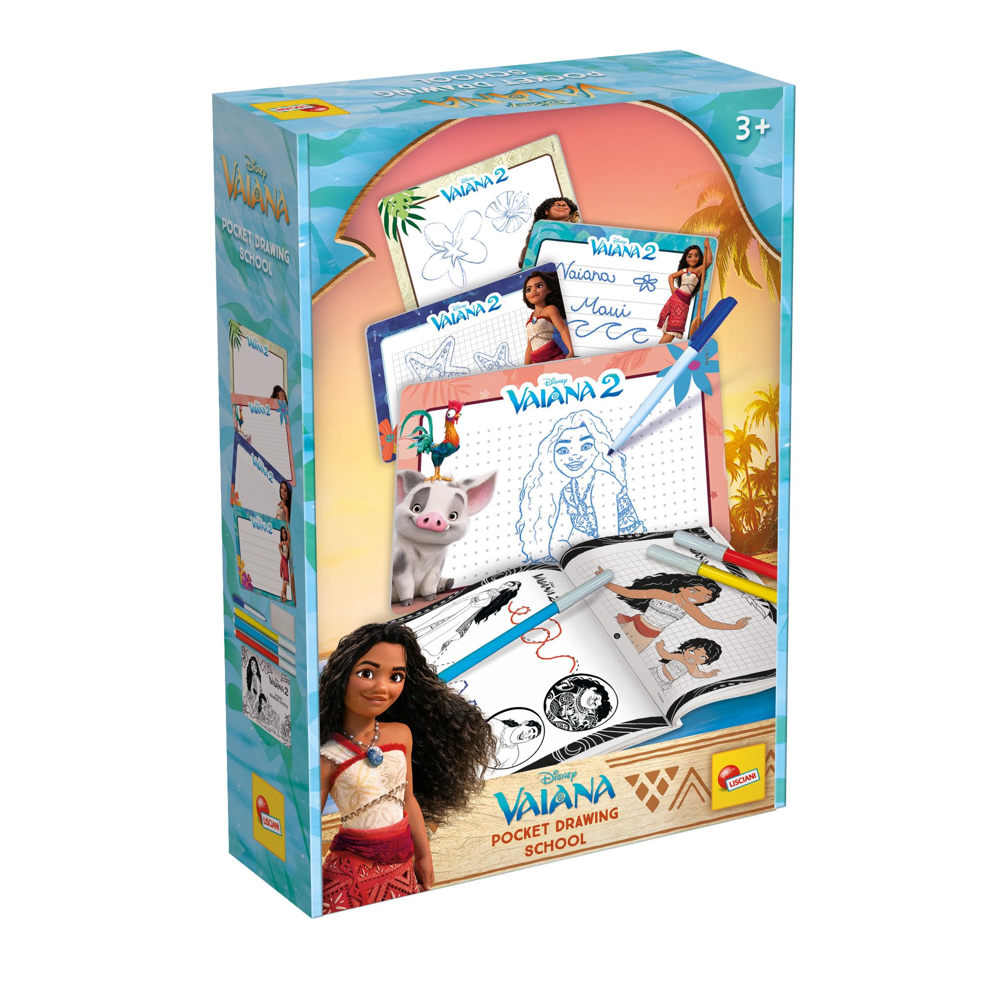 Lisciani - Oceania Pocket Drawing School - Pocket Drawing School for Children 3+ - Drawing and Pre-Writing Activity - 4 Mini Erasable Boards - Activity Book - Fine Motor Skills