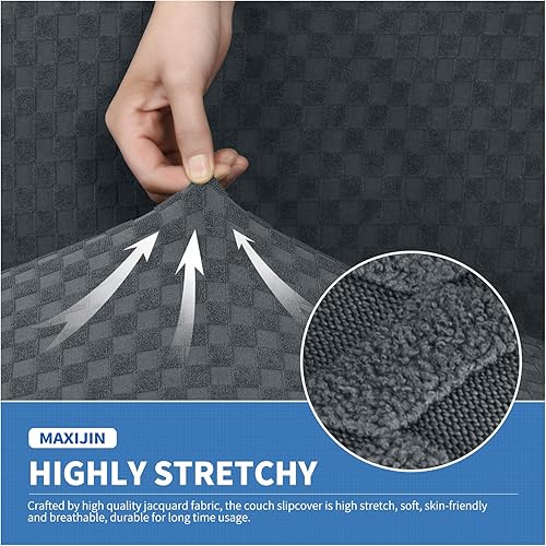 Miniatura 5 de MAXIJIN funda para sofá de 4piezas para sofás de 3plazas muy elástica no se desliza para perros para mascotas protector elástico de muebles de Verde