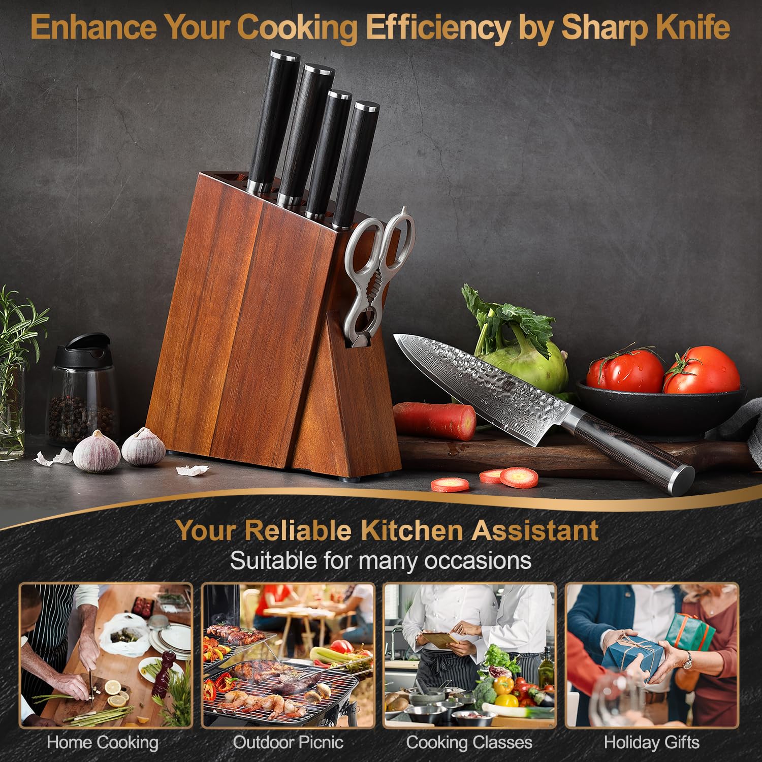 XINZUO Damascus Knife Set - 7 Piece Chef's Knives -9
