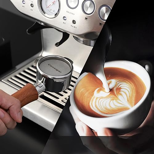 Miniatura 8 de Portafiltro sin fondo de 2.126 in con pantalla de disco  Se adapta a máquinas Breville de 2.126 in  Portafiltro de acero inoxidable y mango de