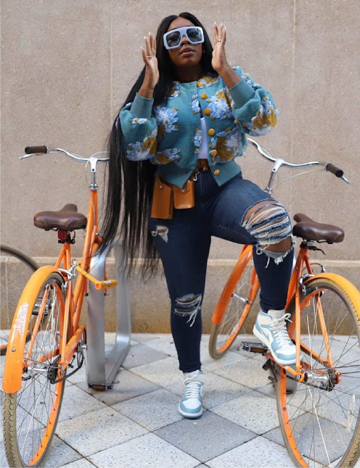 Womens Cropped Floral Print Jacket Warm Fleece Bomber Jacket Casual Button Down Coats Fall Puff Outerwears - Image 3