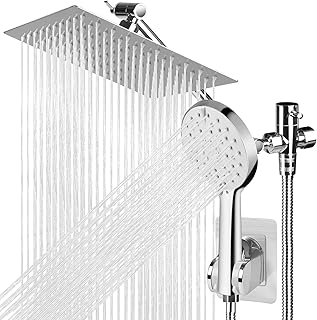 8 '' stainless steel high-pressure shower head, electroplating handheld five gear handheld shower head, 11 inch copper electroplating extended arm, copper electroplating three-way water separator