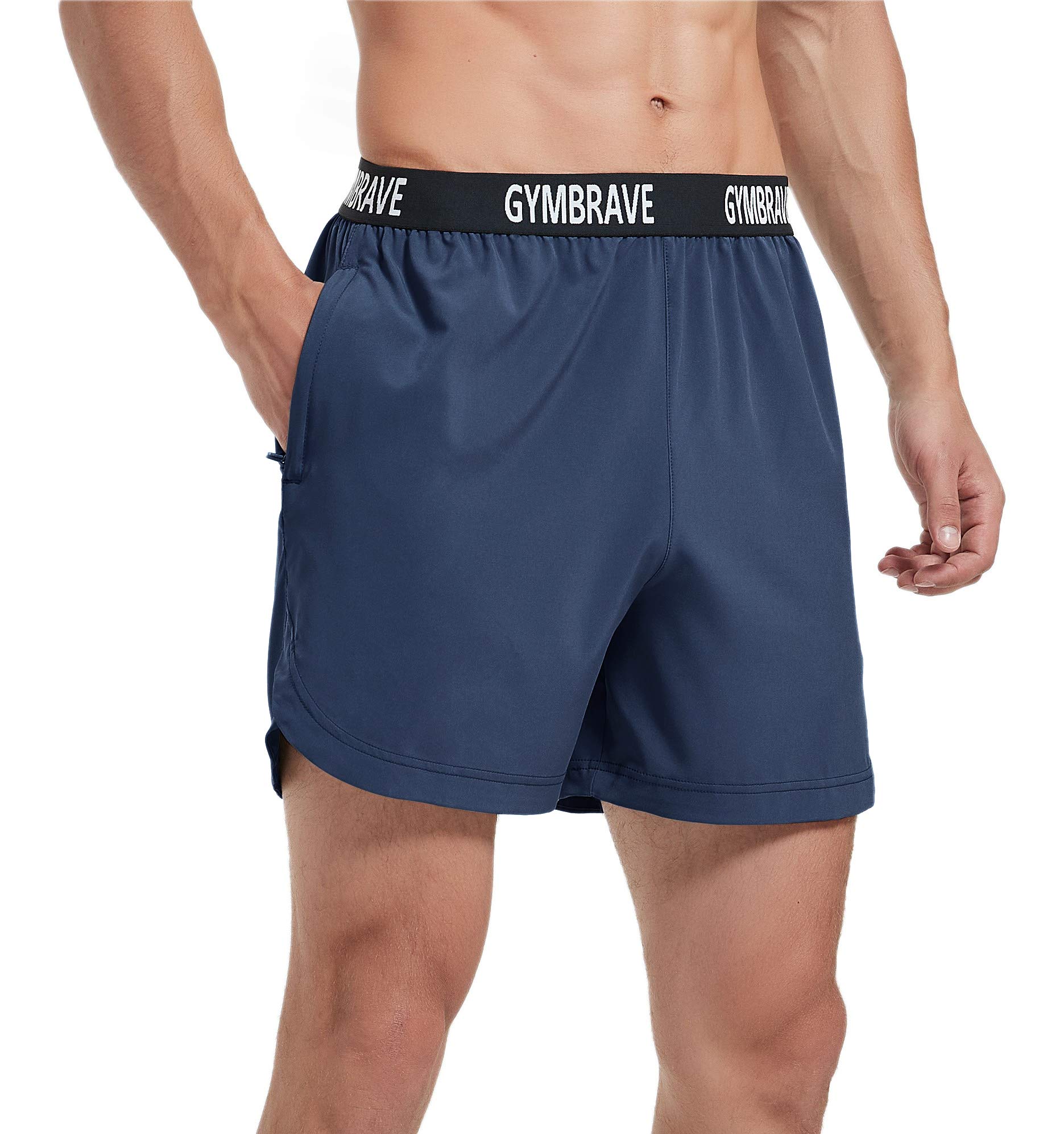 GymBrave Men's 5 Inches Athletic Running Shorts Lightweight Quick Dry Workout Training Short with Zip Pockets