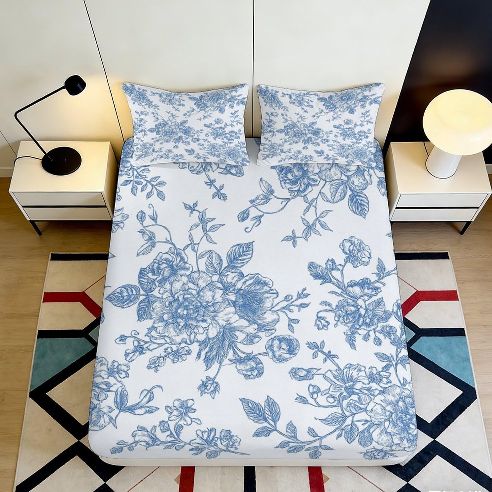 3D Printed Bull Pattern Fitted Sheet Microfiber Deep Pocket Bedroom Bedding Bull Mattress Fitted Cover for Adults 160x200x25cm